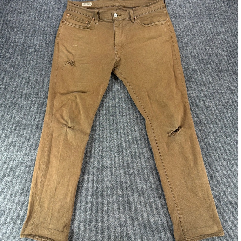 Levis Premium 511 Slim Fit Jeans Mens 34 Brown Distressed Tobacco Denim Pants